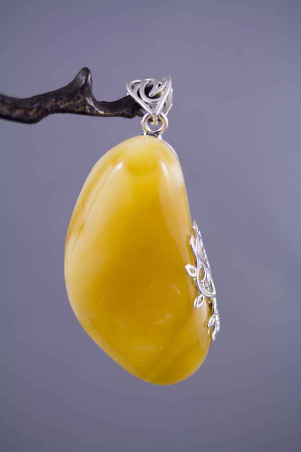 Amber and deals silver necklace